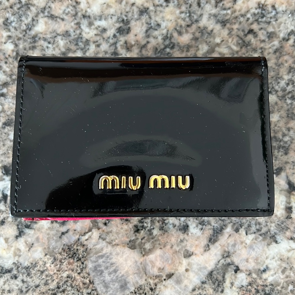 Miu Miu Black Wallet with Gold Logo